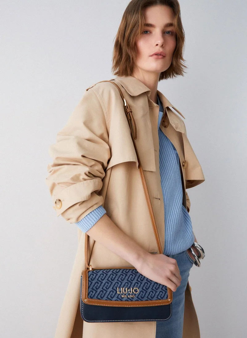 ليو جو Small jacquard denim crossbody bag